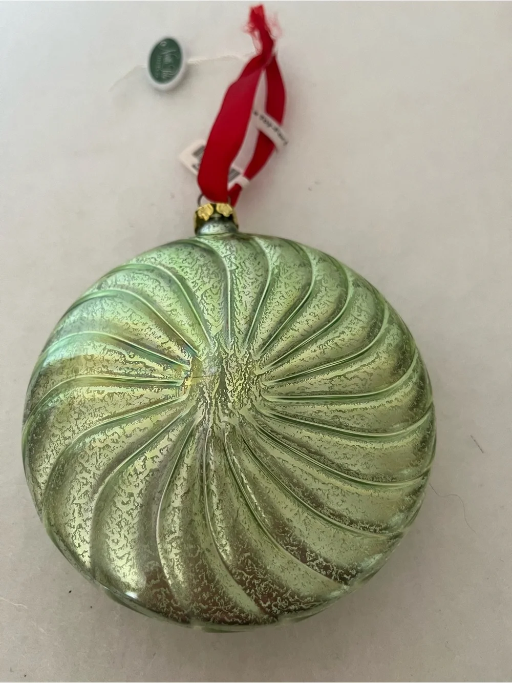 Green Swirl/Crackle finish Glass Holiday Ornaments - Set of 3